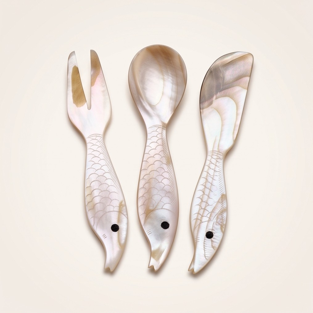 Mother-of-Pearl Fish-Shaped Cutlery Set